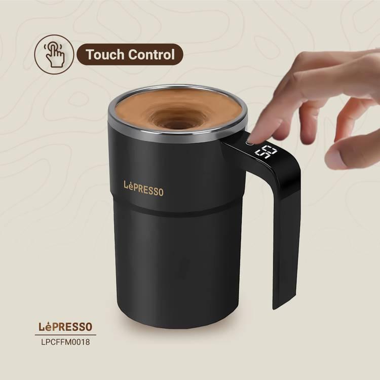 LePresso Auto Magnetic Stirring Cup, Touch Control, Stainless Steel, Detachable Magnetic Rod - Black