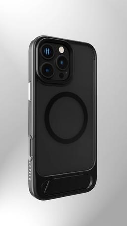 Levelo Matteo Case with Bottom Stand Grip for iPhone 16 Pro, Impact Resistant Corners, Anti-Fingerprint Coating, Comfortable Grip & Tidy Look, Smooth Texture, Durable Material - Black