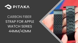 PITAKA Carbon Fiber Watch Band 100% Recycled Lightweight Durable Genuine Black Carbon Fiber for Apple Watch 42/44/45mm- Modern