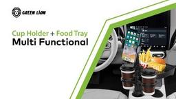 Green Lion Multi Functional Cup Holder + Food Tray - Black