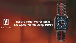 Levelo Eclipse Metal Watch Strap For Apple Watch Strap 49MM- Black/Red - فضة