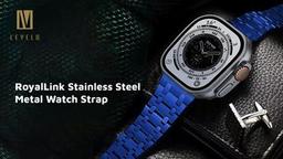 Levelo RoyalLink Stainless Steel Metal Watch Strap, Adjustable Strap, Hypoallergenic with Adjustment Tooler - Silver