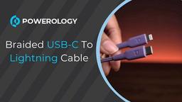 Powerology Braided USB-C To Lightning Cable - White