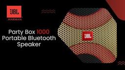 مكبر صوت JBL Party Box 1000 لاسلكي بتقنية البلوتوث مع منفذ شحن USB للأجهزة الخارجية ولوحة DJ والعروض الضوئية - أسود 