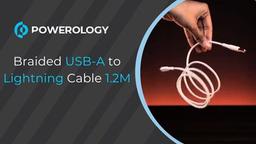  Powerology Braided USB-A to Lightning Cable - 1.2 meter / 4 feet - Black - 1.2M