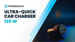 Powerology Ultra-Quick Car Charger 130W with 0.9m/3ft Type-C To Type-C Cable - Black