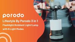 Lifestyle By Porodo 3 in 1 Flashlight/Ambient  Light/Lamp with 6 Light Modes - Black