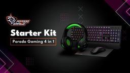 Gaming Set 4-in-1 by Porodo - Keyboard Rainbow Effects, Headphone Compatible for Playstation and Xbox, Mouse 800-3400DPI, Mouse Pad - Starter Kit (Black)