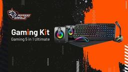 Porodo PDX215-BK 5in1 Ultimate Gaming Kit, Layout: 104Keys, US + Arabic, Omni-Directional Mic, RGB Lighting mouse - Black