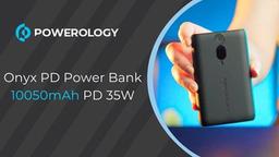 Powerology Onyx 10050mAh بنك طاقة مزود بمنافذ USB-C و USB-A - أسود