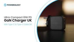  Powerology GaN Charger Includes Fast Charging USB-C Cable - Black