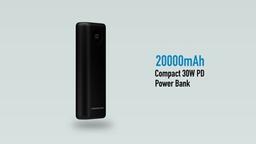 Powerology Power Bank with Charging Cable, Quick Charge Portable Power Bank 20000mAh PD 30W Fast Charging Power Bank