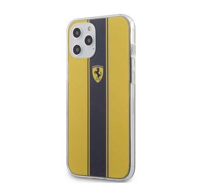 CG Mobile Ferrari On Track PC/TPU Hard Case with Navy Stripes Compatible for iPhone 12 / 12 Pro (6.1") - Yellow