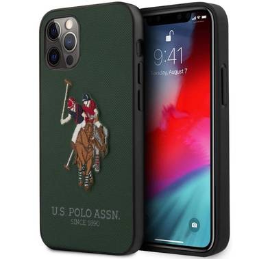 CG Mobile U.S. Polo Assn. PU Hard Case Polo Embroidery for iPhone 12 / 12 Pro (6.1") Shock & Drop Protection Suitable with Wireless Chargers Officially Licensed Green