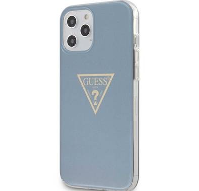 CG Mobile Guess PC/TPU Metallic Triangle Hard Case for iPhone 12 Pro Max (6.7") Shock & Drop Protection Suitable with Wireless Chargers Officially Licensed - Light Blue