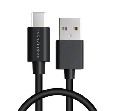 Powerology USB A to USB C Fast Charge 1.2m PVC Cable - Black