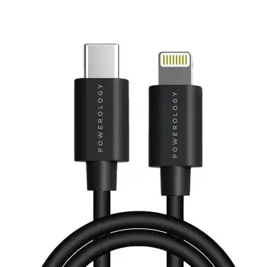 كابل Powerology USB-C إلى Lightning 3M - أسود	