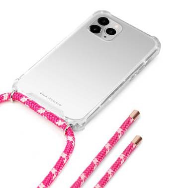 Viva Madrid Portra Clear Case with Lanyard Compatible for Apple iPhone 12 Pro Max (6.7") Shock-Absorption, Anti-Scratch, Drop Resistant, Easy Access To All Ports - Pink lanyard