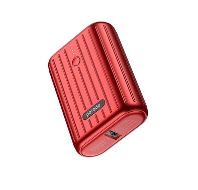 Porodo Power Bank 10000mAh QC3.0 with PD 20W, Dual Output, 3.5H Charging Time, Unique Design, Portable, Fast Charging- Red