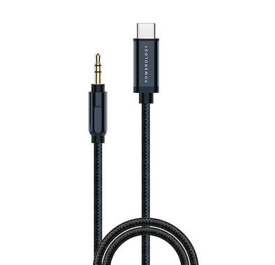 Powerology Braided Audio Type-C to 3.5mm AUX Cable 1.2m - Black - Gray