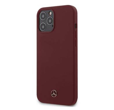 CG Mobile Mercedes-Benz Liquid Silicone Case with Microfiber Lining Compatible for iPhone 12 / 12 Pro (6.1") Shock-Absorption, Anti-Scratch, Drop Resistant - Red