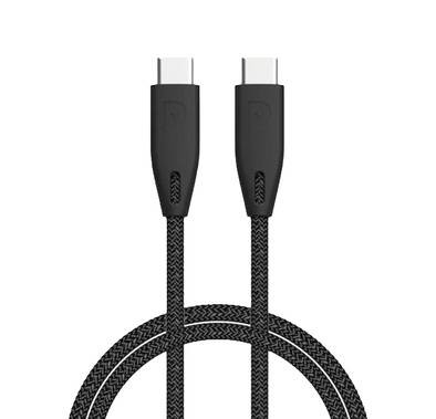  Powerology Braided USB-C to USB-C Cable - 2m / 6.6ft - Black - 2M