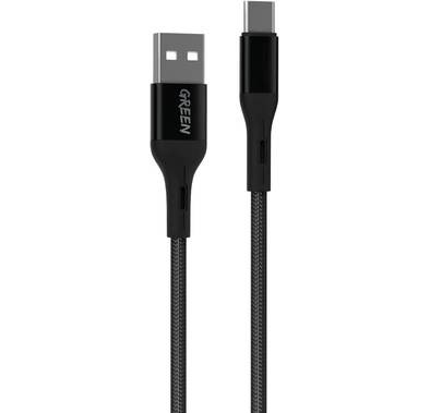 Green Lion Charging Cable, Braided USB-A to Type-C Cable, Fast Charging Cord, Ultra-Fast Charge Cable, Over-Current Protection, Data Cable Compatible for Type-C Devices - Black