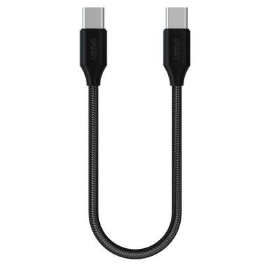 Green Lion USB C Charging Cable, Braided Type-C to Type-C Cable 2A, Fast Charging Cord, Ultra-Fast Sync Charge Cable, Over-Current Protection - Black 0.3 M