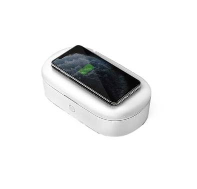 Viva Madrid Vanguard Vault Pro Portable SmartPhone UV Sanitizing Box with Wireless Charger 10W - White