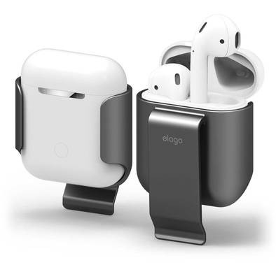 Elago AirPods Belt Clip Compatible with Apple AirPods 1 & 2 Generation, Carrying Clip, Shock-resistant, Break Resistant - Dark Gray