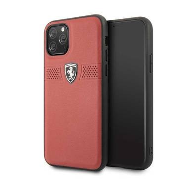 CG MOBILE Ferrari Off Track Grained Leather Phone Case for iPhone 11 Pro (5.8") Mobile Case Suitable with Wireless Chargers Officially Licensed - Red