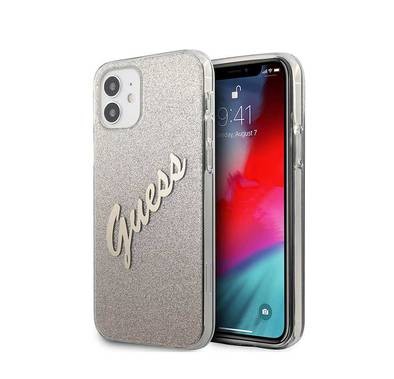 جراب Guess PC / TPU Script Glitter لهاتف iPhone 12 Mini (5.4 بوصة) - ذهبي متدرج