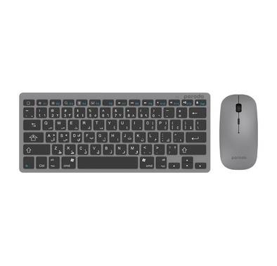 Porodo Wireless Super Slim and Portable Bluetooth Keyboard with Mouse ( English / Arabic ) 800-1600 DPI, Ultra-Thin Lightweight Compatible for Windows, Laptop, PC Desktop Computer - Gray