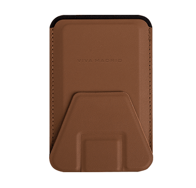 Viva Madrid Versa Gripstand Wallet with Magsafe for iPhone 13Mini/13/13Pro/13Pro Max, Strong Built-in Magnet, Leather Wallet Pouch, Fits 2-3 Cards with Three Viewing Modes Brown