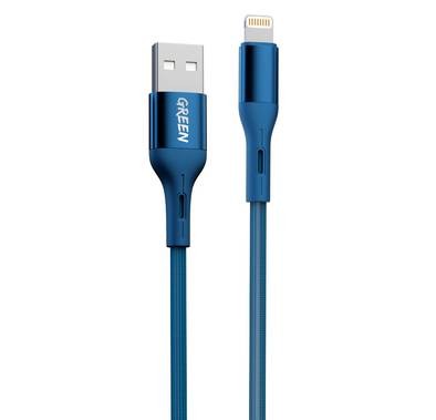 Green Charging Cable, Braided USB-A to Lightning Cable 2A, Fast Charging, Ultra-Fast Sync Charge Cable, Over-Current Protection Lightning Cord - Blue