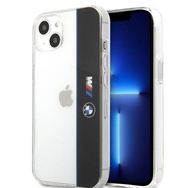 جراب CG MOBILE BMW M Collection PC/TPU الصلب بخط أزرق عمودي وشريط أسود متوافق مع iPhone 13 (6.1") مناسب مع شواحن لاسلكية مرخصة رسميًا شفاف