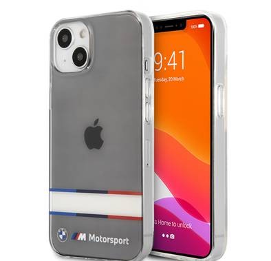 CG MOBILE BMW Motorsport Collection PC/TPU Hard Case Double Horizontal Tricolor Stripes Compatible for iPhone 13 (6.1")