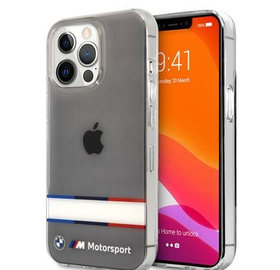 CG MOBILE BMW Motorsport Collection PC/TPU Hard Case Double Horizontal Tricolor Stripes Compatible for iPhone 13 Pro (6.1")