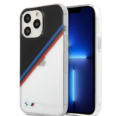 CG MOBILE BMW Motorsport Collection PC/TPU Hard Case Diagonal Tricolor Black Corner Compatible for iPhone 13 Pro (6.1") Easy Access to All Ports