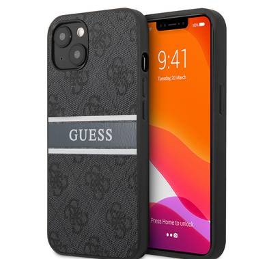 CG MOBILE Guess 4G PU Leather Case with Printed Stripe Compatible for iPhone 13 Pro Max (6.7") Anti-Scratch, Easy Access to All Ports, Shock Absorption & Drop Protective Back Cover Suitable with Wireless Charging Officially Licensed