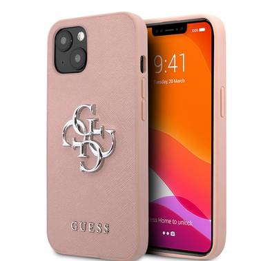 CG MOBILE Guess PU Saffiano Case with Big 4G Silver Logo Compatible for iPhone 13 Pro Max (6.7") Anti-Scratch, Easy Access to All Ports, Shock Absorption & Drop Protection Back Cover Suitable with Wireless Charging Officially Licensed