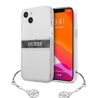 CG MOBILE Guess PC/TPU Transparent Case 4G Stripe with Elegant Charm Compatible for iPhone 13 Pro Max (6.7") Anti-Scratch, Easy Access to All Ports, Shock Absorption & Drop Protective Back Cover Suitable with Wireless Charging Officially Licensed