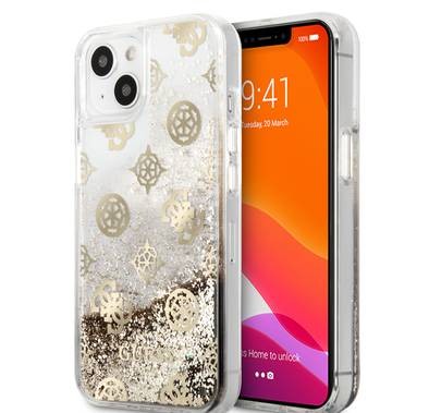 CG MOBILE Guess Liquid Glitter Case Electroplated Peony Logo Compatible for iPhone 13 Pro Max (6.7") Anti-Scratch, Easy Access to All Ports, Shock Absorption & Drop Protective Back Cover Suitable with Wireless Charging Officially Licensed