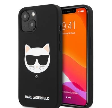 CG MOBILE Karl Lagerfeld Liquid Silicone Case Choupette Head Compatible for iPhone 13 (6.1") Easy Access to All Ports, Anti-Scratch, Shock Absorption