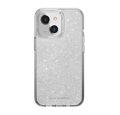 Viva Madrid Celeste TPU/PC Air Pockets Case for Apple iPhone 13 (6.1") 360º Full Protection, 3ft. Shockproof Clear / Silver Glitters