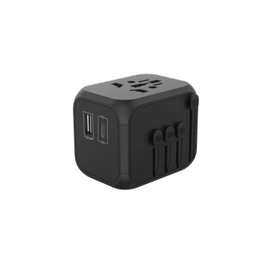 Powerology Universal Travel Adapter 2.4A + PD 18W - Black