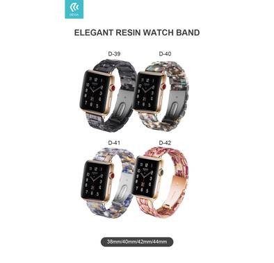 Devia Elegant Resin Watch Band 38/40mm, Fashionable Style, Easy installation, Comfortable High-Tech Surface Finish, Water Resistant, High Quality Stainless Steel, Durable - Black