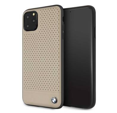 CG MOBILE, BMW Perforated Leather HardCase Compatible w/ iPhone 11 Pro Max, Premium Leather, Anti-Scratch, Camera Protection, Easy Access to All Ports - Grey