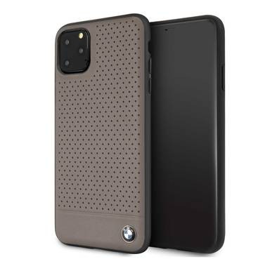 CG MOBILE, BMW Perforated Leather HardCase Compatible w/ iPhone 11 Pro Max, Premium Leather, Anti-Scratch, Camera Protection, Easy Access to All Ports - Brown