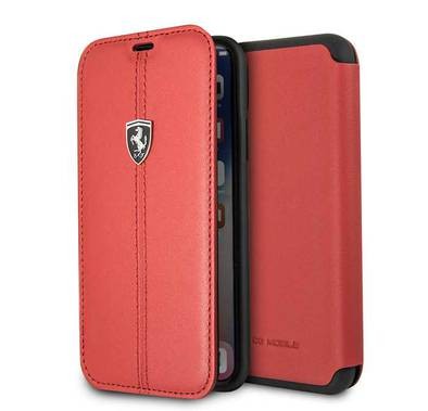 CG Mobile Ferrari Heritage Book Type Case for iPhone X, Shock-Absorption, Drop Resistant, Protective Suitable for Wireless Charger Officially Licensed Red